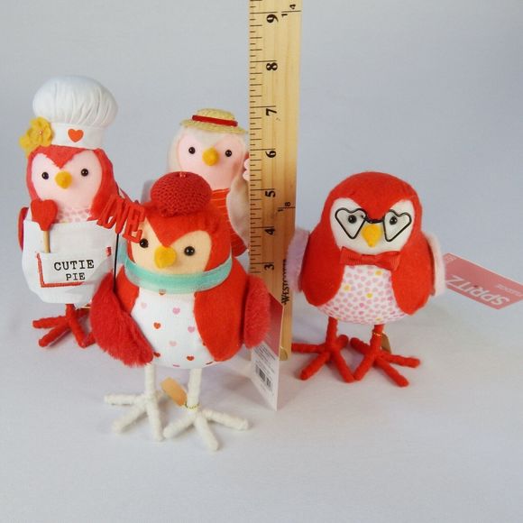 2023 Set of 4 Target Spritz Featherly Friends Valentine's Day Felt Birds Jet Avi - Picture 5 of 10